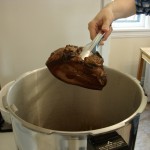 Carefully remove tongue while still hot