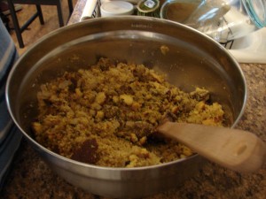 Making the Cornbread Stuffing