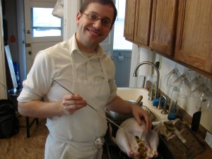 Getting ready to truss the turkey