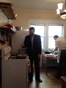 Chris helping with the gravy