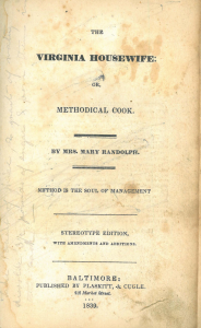 The Virginia Housewife by Mary Randolph