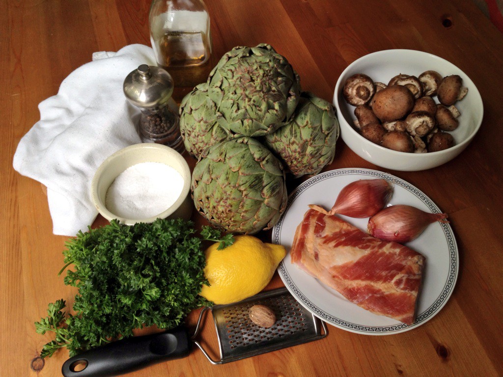 Ingredients for Artichokes Barigoules